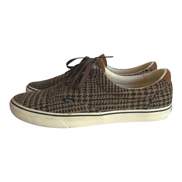 POLO RALPH LAUREN Keaton Harris Tweed Sneaker In Glen Plaid Size 14 - Picture 3 of 16